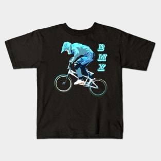 bmx racing blue Kids T-Shirt